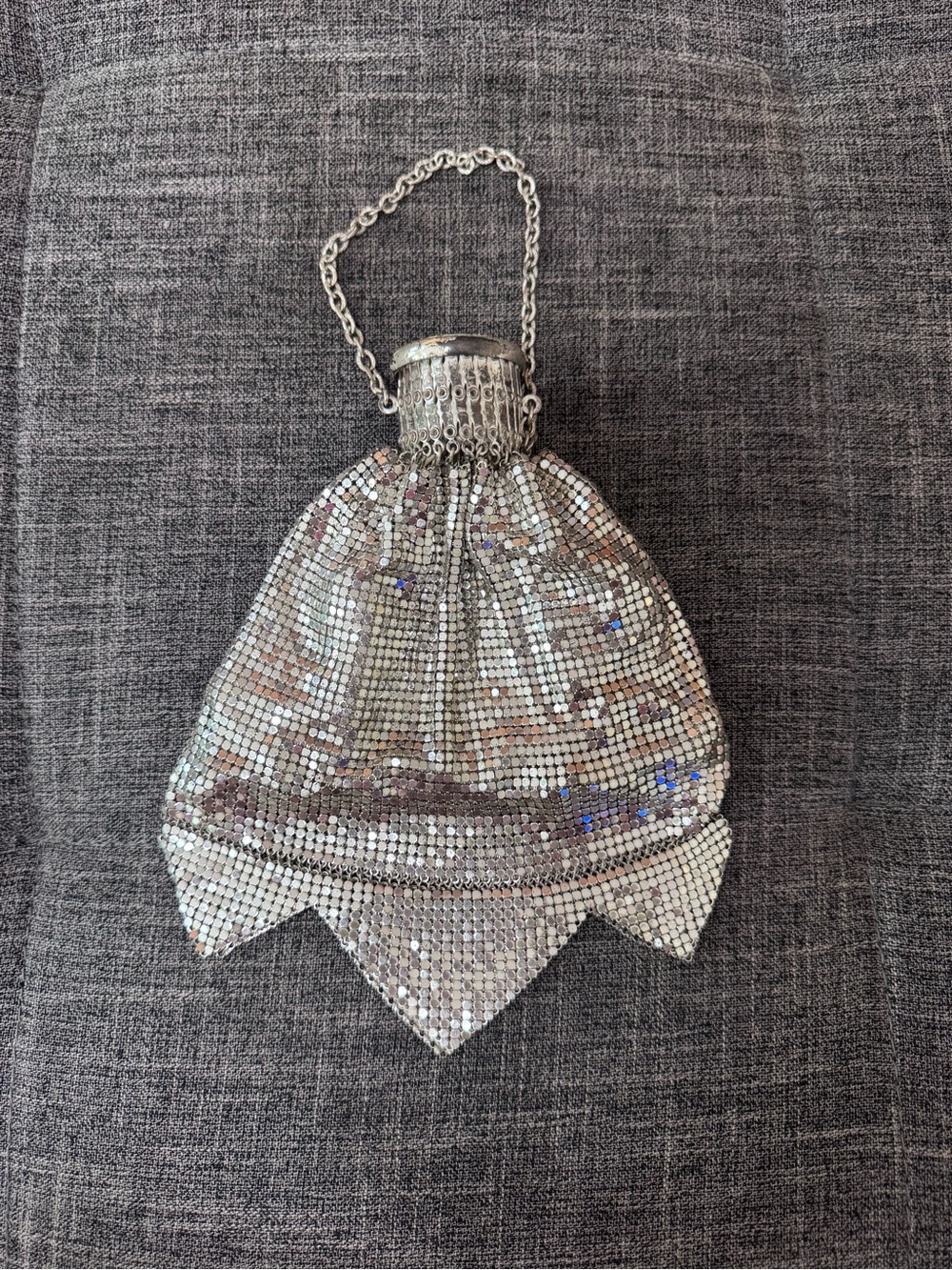 Vintage Whiting & Davis Gate Top Silver Mesh Purse 1930s 1940s